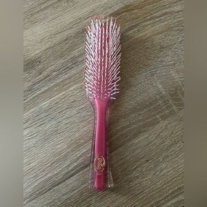 Vintage Goody Dk Pink/Clear Plastic Hair Brush W/Ball Tips~Made In USA 8 1/2”